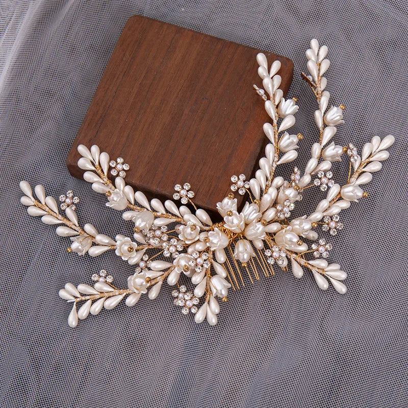 Crystal Flower Headpiece Hair Comb Clip for Brides