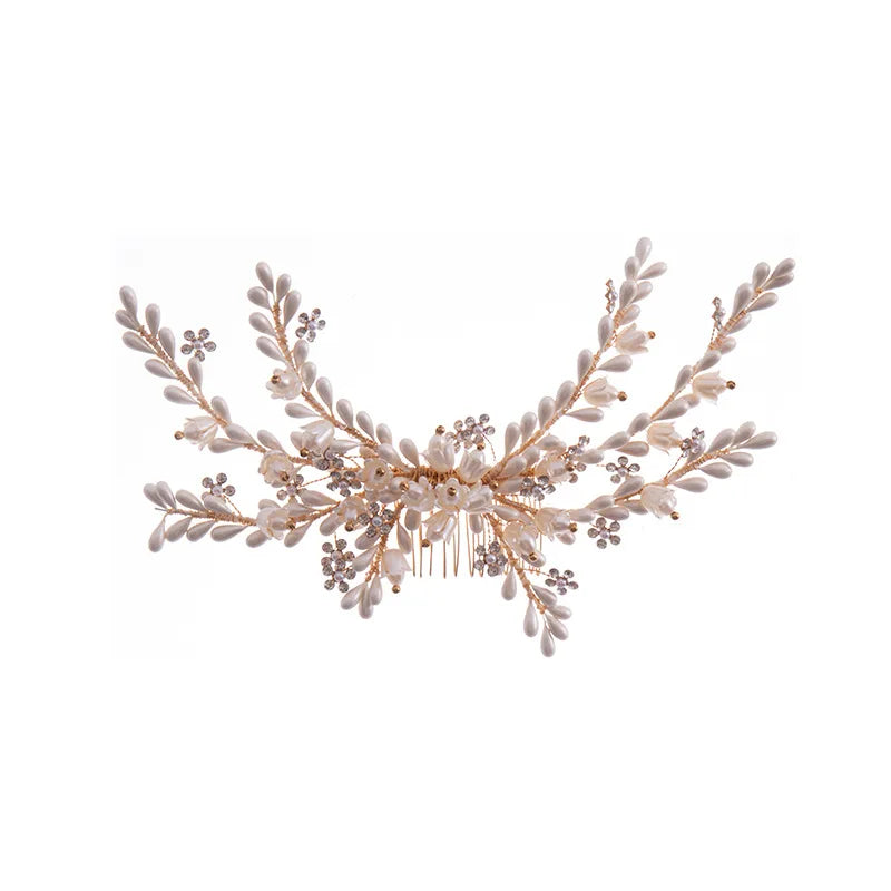 Crystal Flower Headpiece Hair Comb Clip for Brides