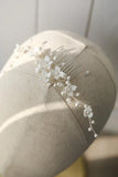 Porcelain Flower Bridal Hair Comb with Pearls and Beads