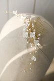 Porcelain Flower Bridal Hair Comb with Pearls and Beads