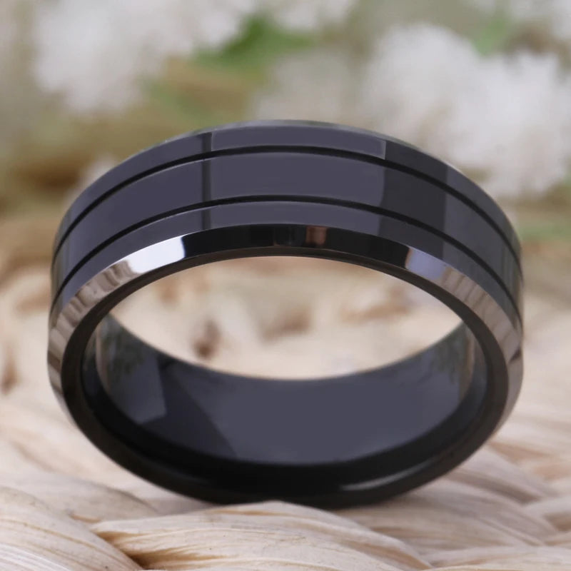 His Her Promise Ring Tungsten Anniversary Ring
