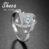 925 Silver Rhinestone Open Rings For Women Girl LR315