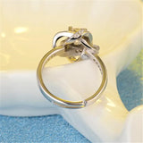 925 Silver Rhinestone Open Rings For Women Girl LR315