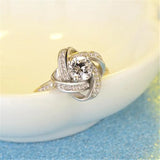 925 Silver Rhinestone Open Rings For Women Girl LR315