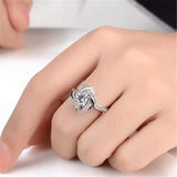 925 Silver Rhinestone Open Rings For Women Girl LR315