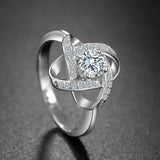 925 Silver Rhinestone Open Rings For Women Girl LR315