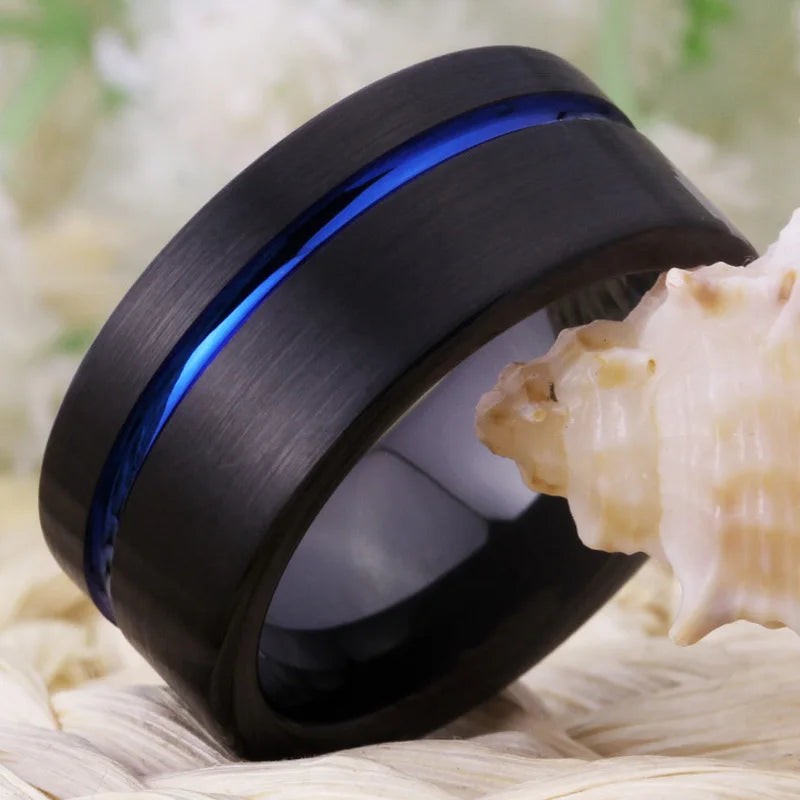 10MM Tungsten Carbide Wedding Band Love Ring - Golden/Blue/Silver Colors
