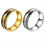 Abalone Shell Stainless Steel Men's Wedding Band Ring Size 6.5-11.5