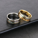 Abalone Shell Stainless Steel Men's Wedding Band Ring Size 6.5-11.5