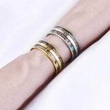 Abalone Shell Stainless Steel Men's Wedding Band Ring Size 6.5-11.5