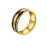 Abalone Shell Stainless Steel Men's Wedding Band Ring Size 6.5-11.5