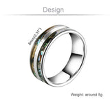 Abalone Shell Stainless Steel Men's Wedding Band Ring Size 6.5-11.5