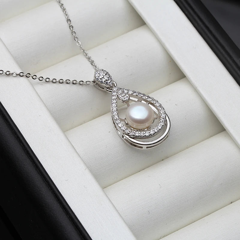 925 Sterling Silver Freshwater Pendant Necklace for Women