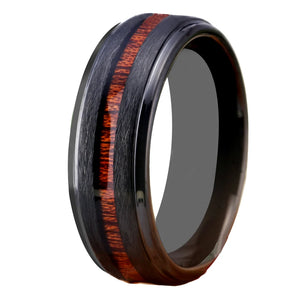 Tungsten Wedding Ring with Wood Inlay - Bridegroom Engagement Ring