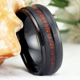 Tungsten Wedding Ring with Wood Inlay - Bridegroom Engagement Ring