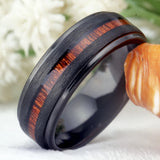 Tungsten Wedding Ring with Wood Inlay - Bridegroom Engagement Ring