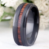 Tungsten Wedding Ring with Wood Inlay - Bridegroom Engagement Ring