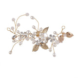 Boho Pearl & Leaf Bride Headband for Women