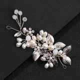 Boho Pearl & Leaf Bride Headband for Women