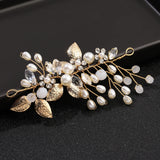 Boho Pearl & Leaf Bride Headband for Women
