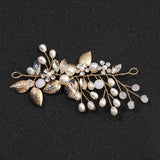 Boho Pearl & Leaf Bride Headband for Women