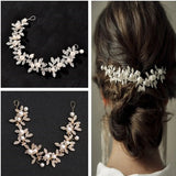 Bridal Boho Headpiece Leaf & Pearl Wedding Headband for Women & Girls