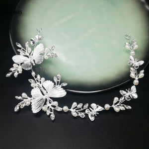 Bridal Butterfly Pearl Headband Hairband Tiara For Bride