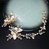 Bridal Butterfly Pearl Headband Hairband Tiara For Bride