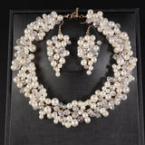 Bridal Pearls Necklace Earrings Set Dangle Earrings Elegant Party Jewelry