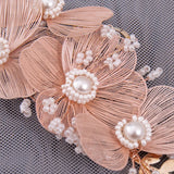 Pink Flower Hairband Tiara Crown Pearl Bridal Headband