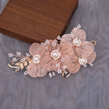 Pink Flower Hairband Tiara Crown Pearl Bridal Headband