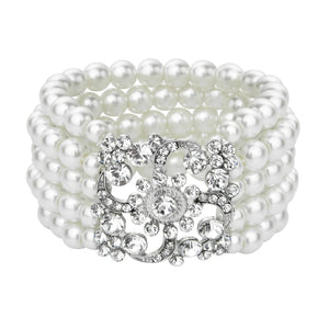 Bridal Pearl Stretch Bracelet Wedding Party Jewelry