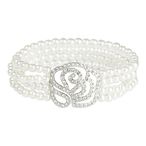 Bridal Pearl Stretch Bracelet Wedding Party Jewelry
