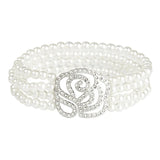 Bridal Pearl Stretch Bracelet Wedding Party Jewelry