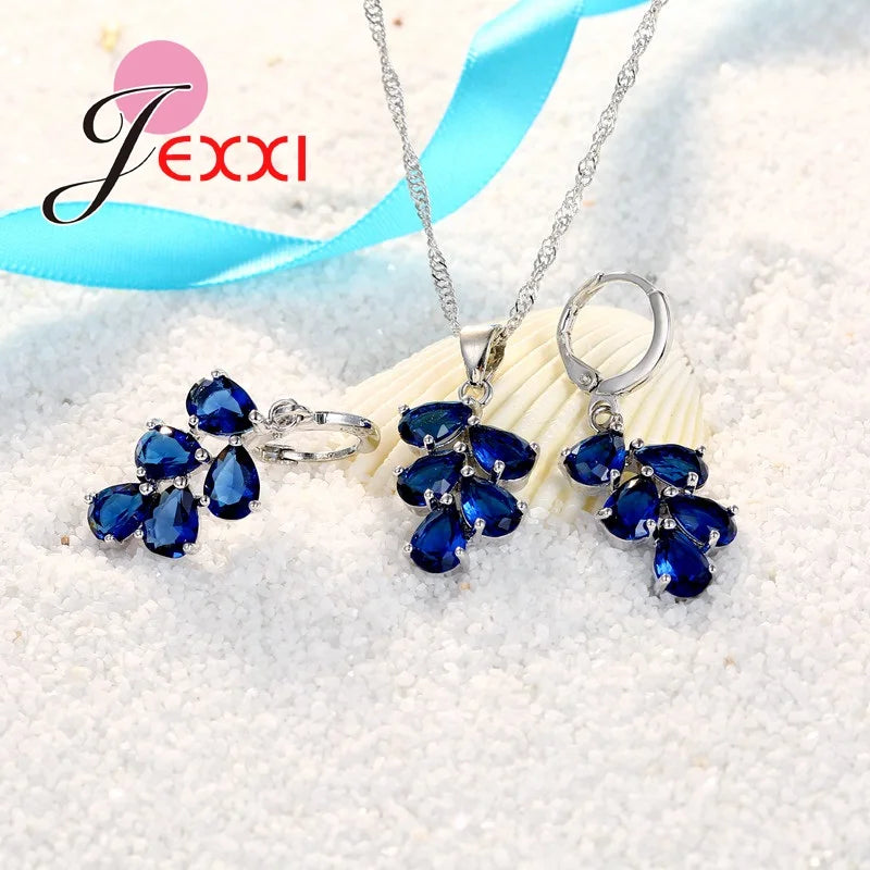 Multicolored Cubic Zircon Water Drop Jewelry Set for Women