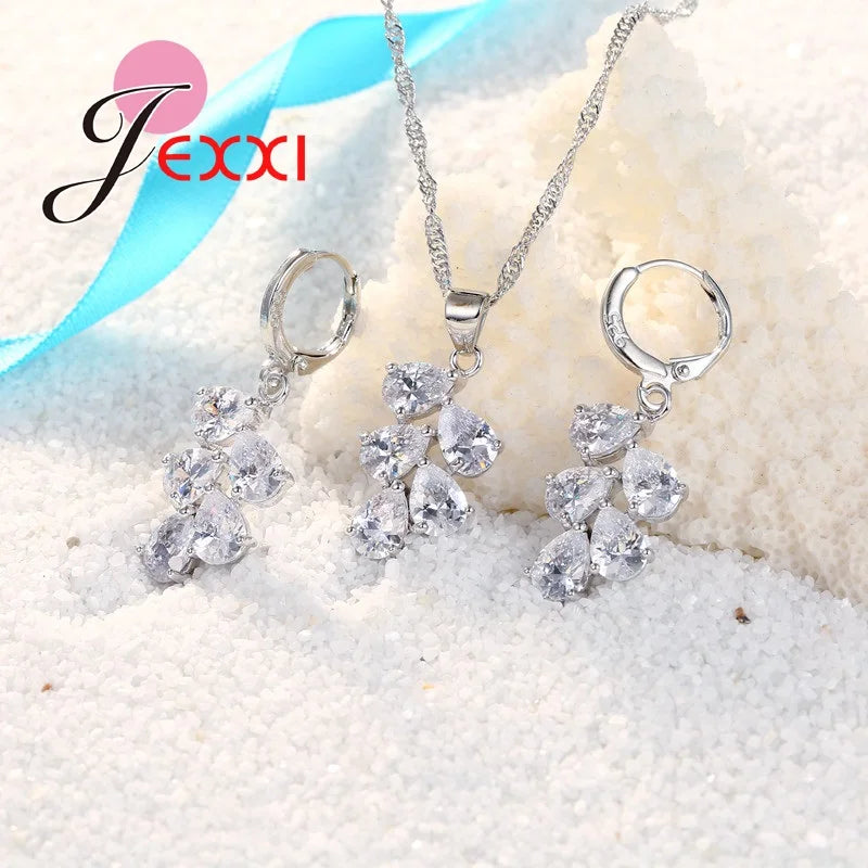 Multicolored Cubic Zircon Water Drop Jewelry Set for Women