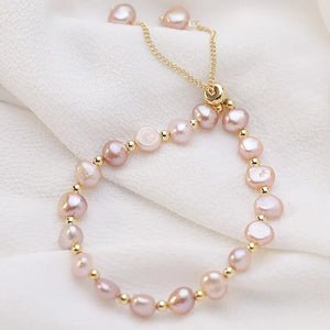 Light Purple Baroque Pearl Strand Bracelet for Wedding