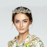 Crystal Rhinestone Tiara Headband for Bride - Green
