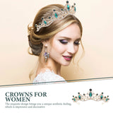 Crystal Rhinestone Tiara Headband for Bride - Green