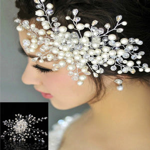Bridal Flower Head Crystal Beaded Hair Comb Wedding Headdress