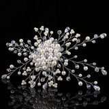 Bridal Flower Head Crystal Beaded Hair Comb Wedding Headdress
