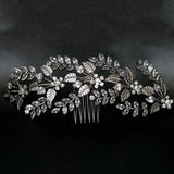 Bride Leaf Zircon Crystal Tiara Headband Comb - Wedding Princess Tiara