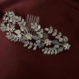 Bride Leaf Zircon Crystal Tiara Headband Comb - Wedding Princess Tiara