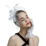 Bride Net Veil Head Flower Hair Ornaments Banquet Hat Feather Hair Band
