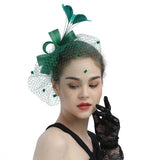 Bride Net Veil Head Flower Hair Ornaments Banquet Hat Feather Hair Band