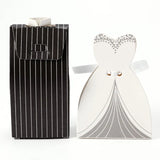 Wedding Candy Box 10Pcs Striped Dress Bridegroom & Bride Party Cookie