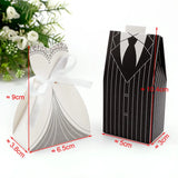Wedding Candy Box 10Pcs Striped Dress Bridegroom & Bride Party Cookie