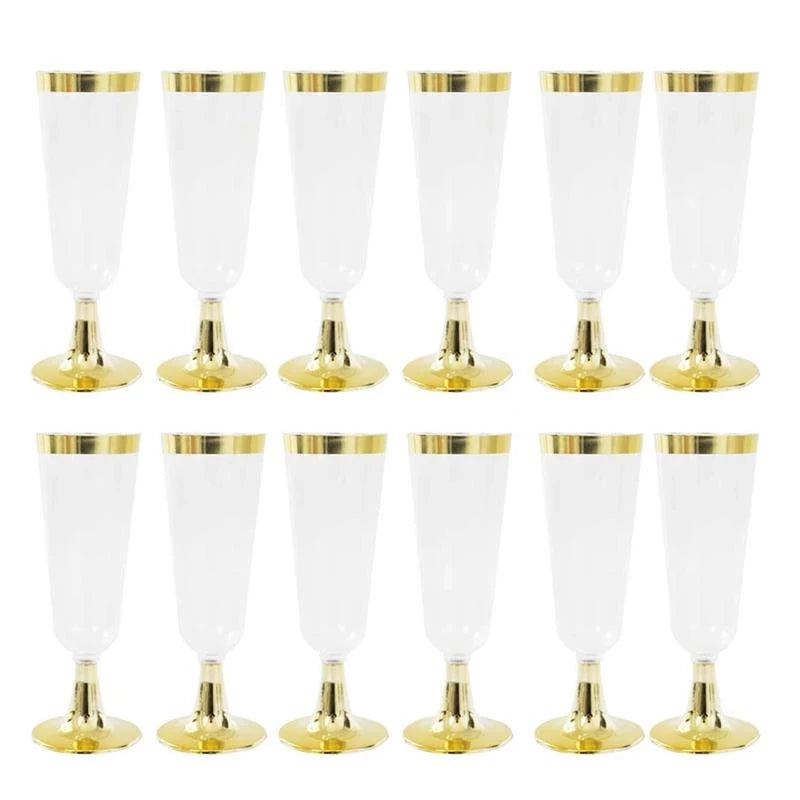 Disposable Plastic Wedding Champagne Flute- Golden