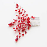 Red Crystal Rhinestone Wedding Hair Comb