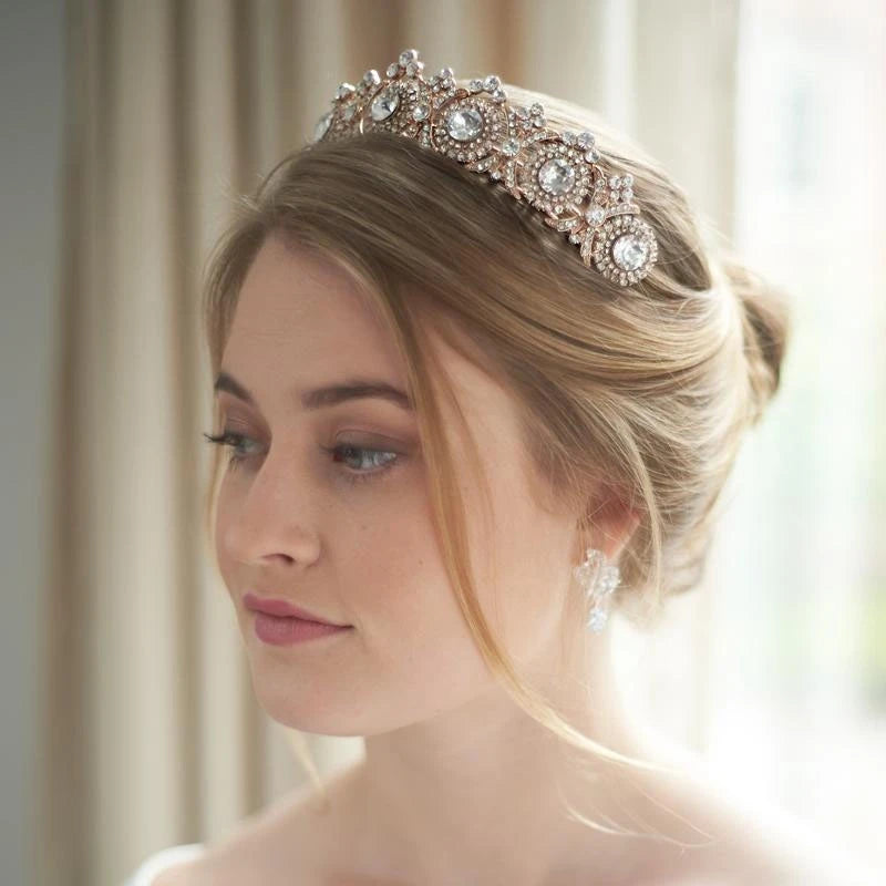 Baroque Crystal Rhinestones Bridal Crown Headdress